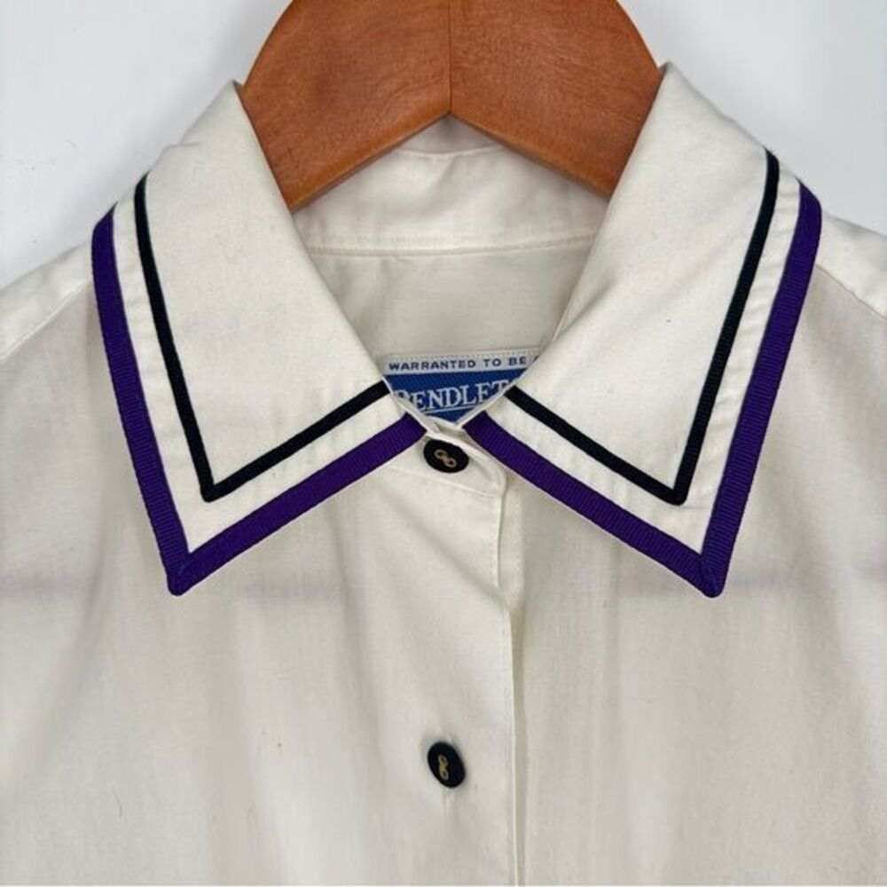 Pendleton Button Front Pointed Collar Ribbon Trim… - image 2